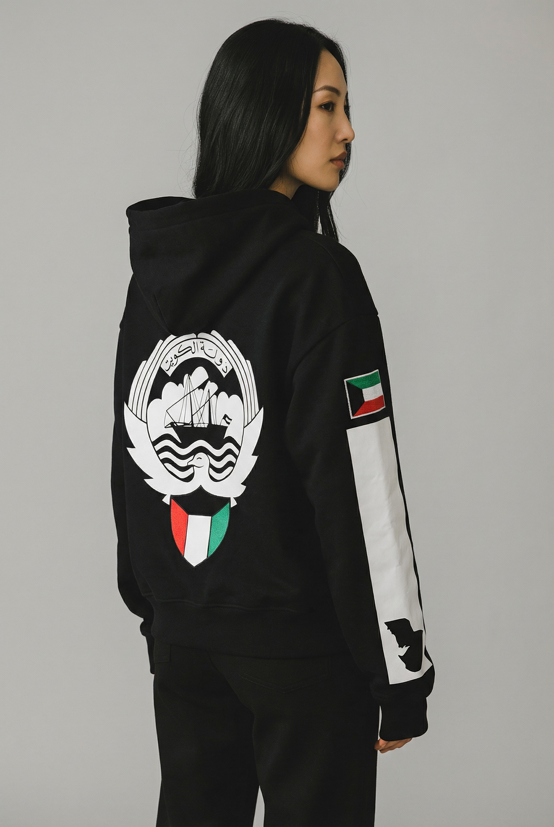 Kuwait Emblem Oversized Drop Shoulder Hoodie